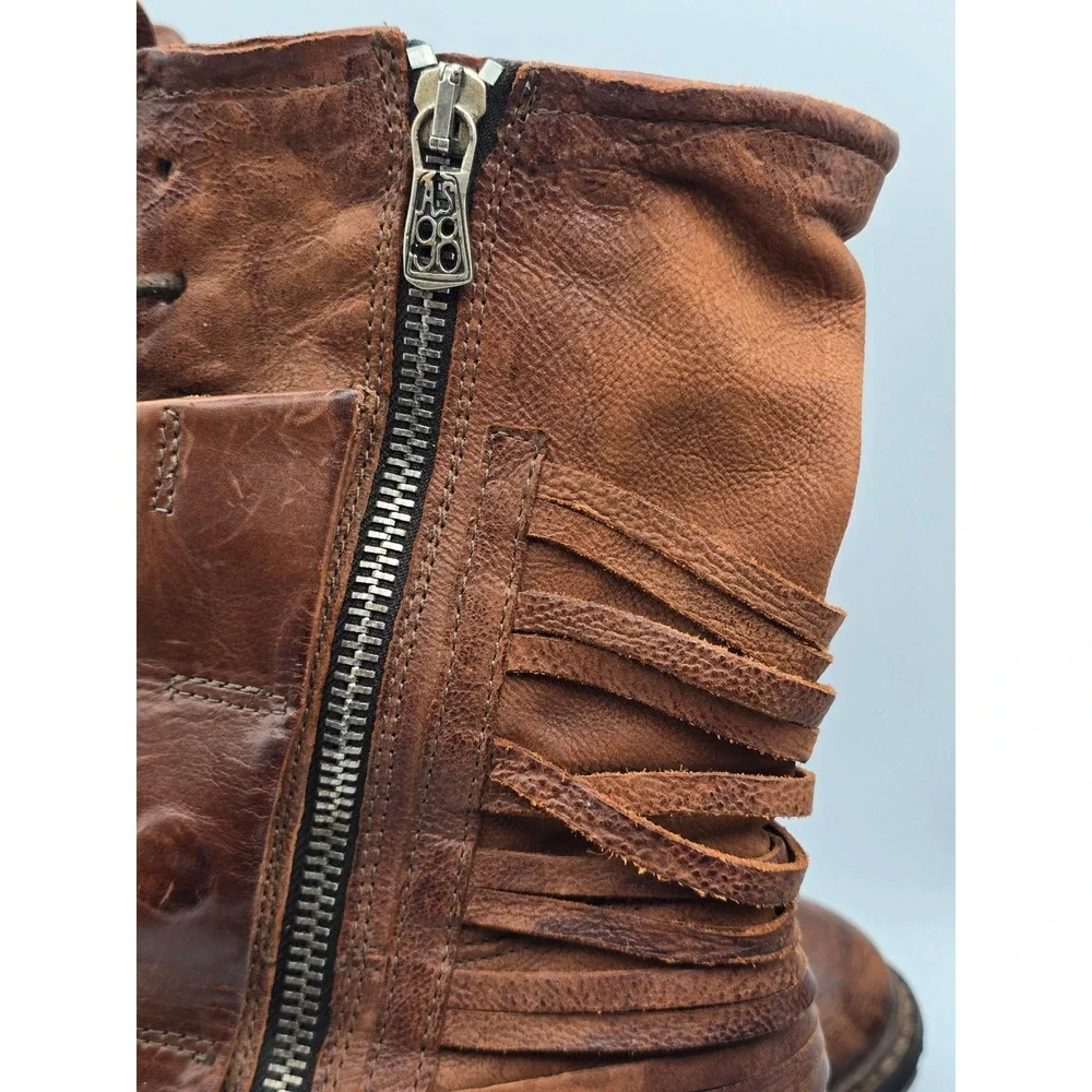 A.S.98 Ankle Boots Chet Katarina Womens 39 9 US Brown Leather Strappy Zip Moto